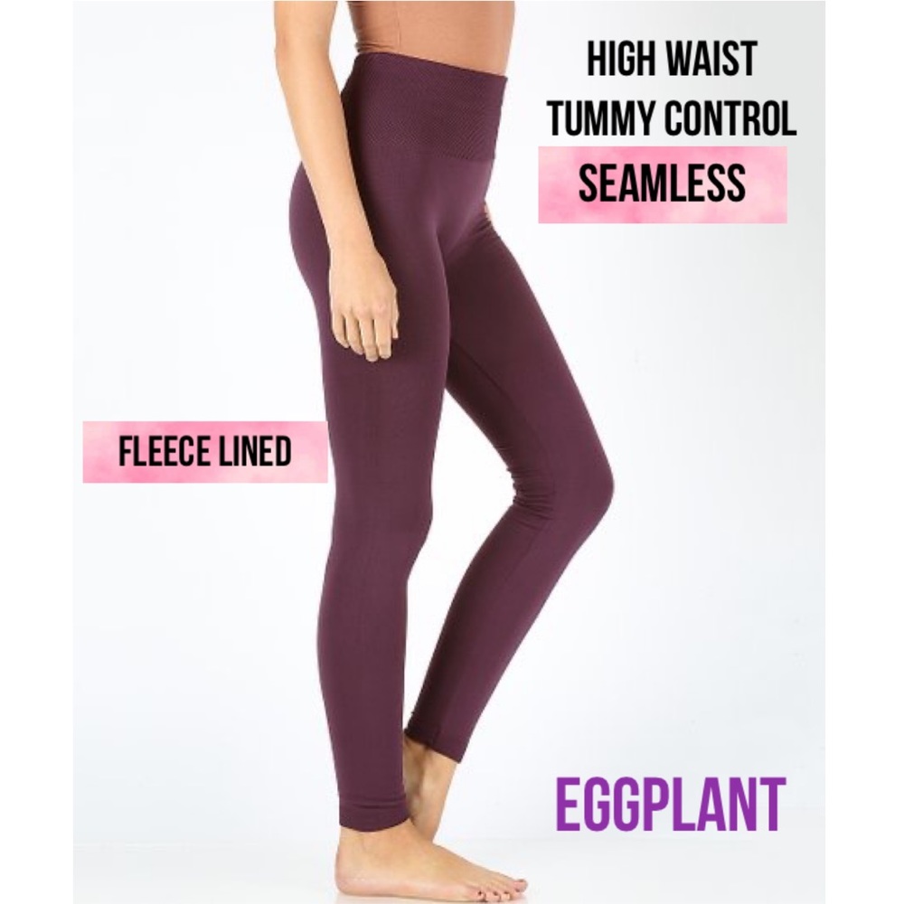 High Waist Tummy Control Seamless Fleece leggings - Picture 3 of 11
